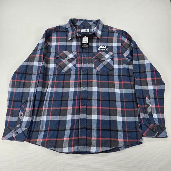 NWT Hurley K2 Buffalo Plaid Flannel Long Sleeve Button Up Shirt Men Size Medium - Picture 1 of 7